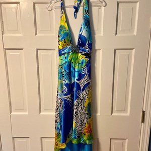 Multi-color Satin Halter Dress Perfect for Summer